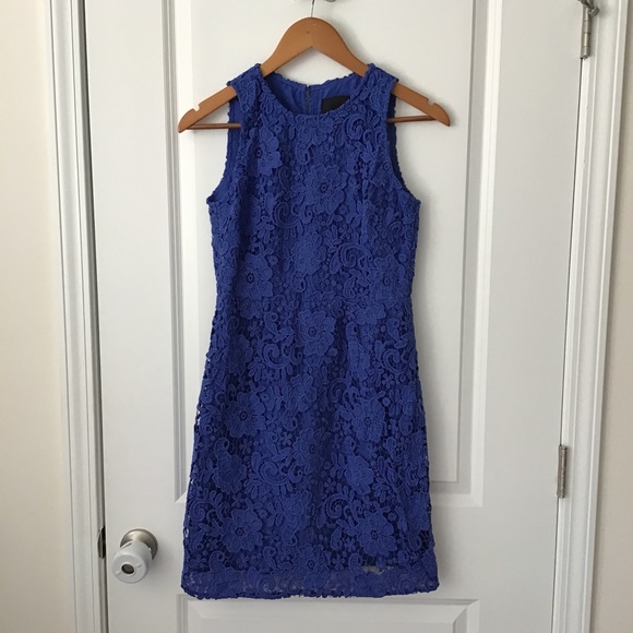 J. Crew Crochet Lace Sheath Dress - Royal Blue - Sleeveless - Picture 2 of 7